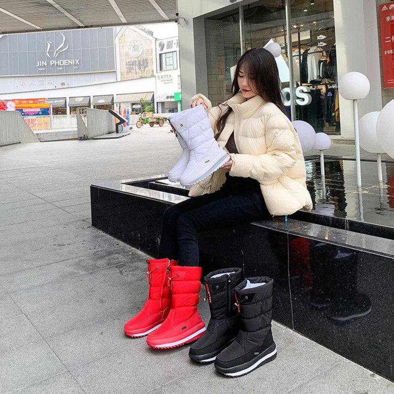 冬季女士加厚防滑户外雪地靴厚底拉链女士EVA超轻东北防水大棉鞋