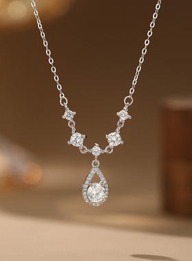 S999足银轻奢水滴锆石项链