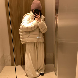 【Hers】90白鸭绒龟背连帽排骨羽绒服2025冬宽松保暖羽绒衣92662