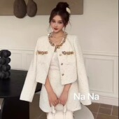 手工珠片粗花呢外套女秋设计感小香风套装 柔柔家法式 千金短款 5518