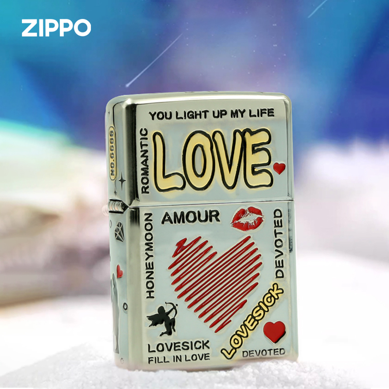 zippo打火机正版套壳LOVE煤油