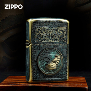 Zippo打火机3D青铜面具套壳三星堆文创复古青铜时代收藏送礼男士