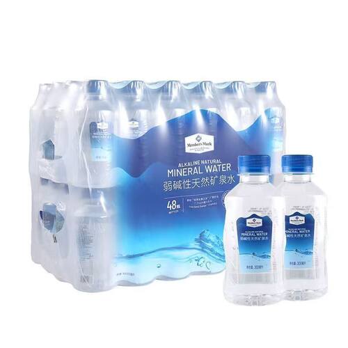 新日期山姆弱碱性天然矿泉水48瓶300ml*24瓶小瓶整件瓶装批发