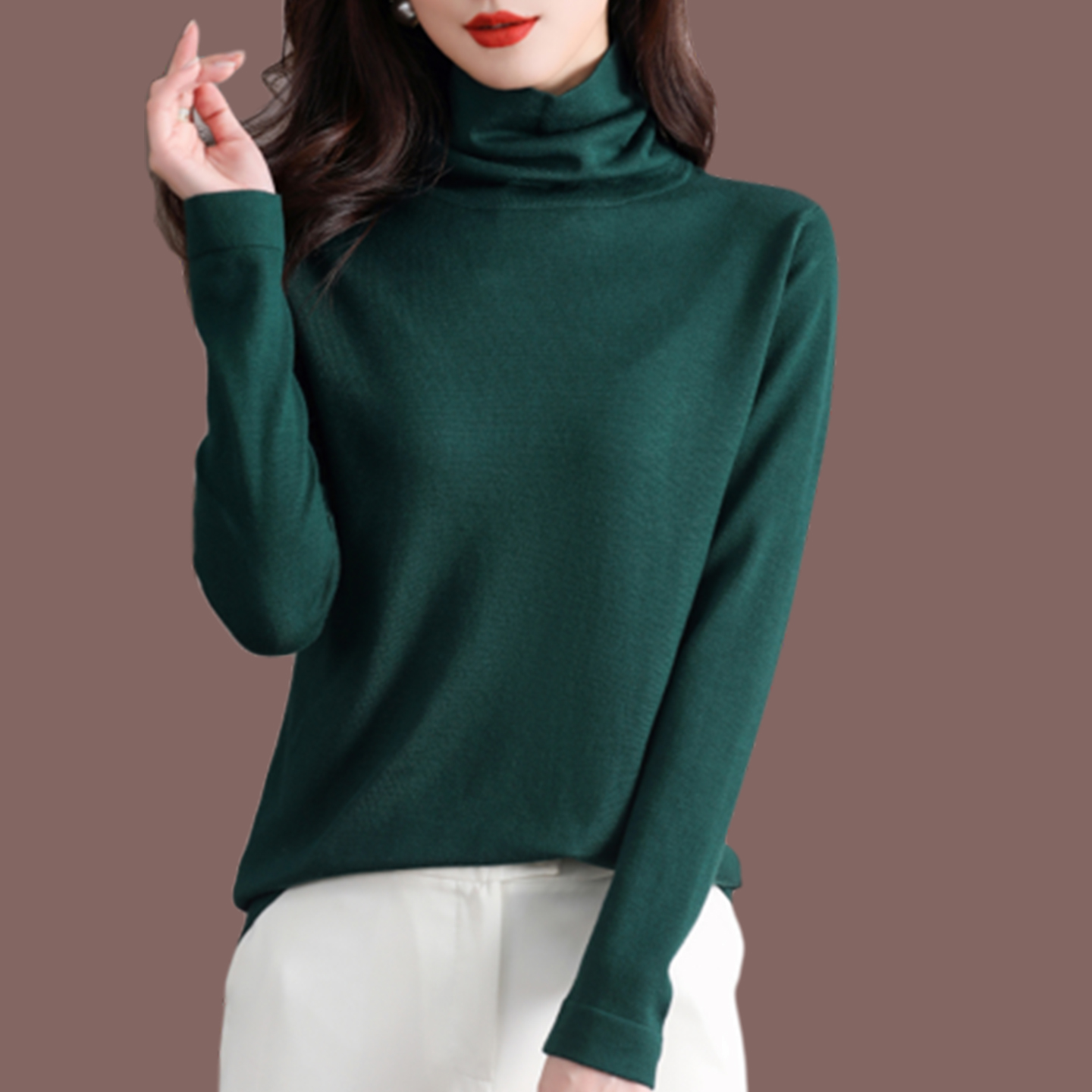 堆堆领羊绒衫女宽松短款高领毛衣