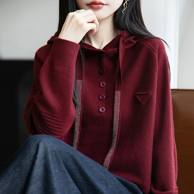 恒源祥连帽羊毛衫女春秋新款