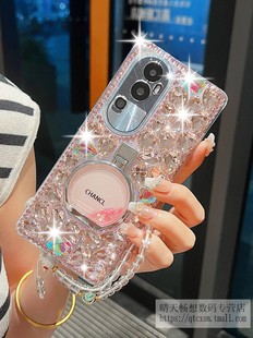 适用于opporeno10手机壳新款 创意高级感支架潮女 reno10pro硅胶软壳全包镜头防摔带挂绳透明reno10pro 钻个性