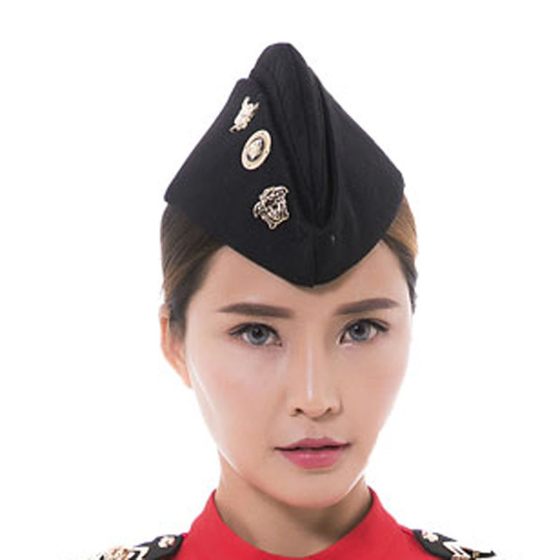 广场舞新款帽子水兵舞帽子女跳舞服配件纯棉船帽女帽船形帽