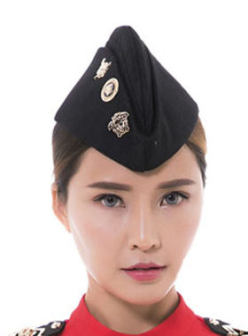 广场舞新款帽子水兵舞帽子女跳舞服配件纯棉船帽女帽船形帽