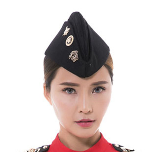 广场舞新款帽子水兵舞帽子女跳舞服配件纯棉船帽女帽船形帽