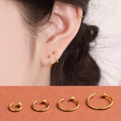 925银小耳圈睡觉不用摘耳骨钉金色耳骨环2023年新款 潮耳环养耳洞