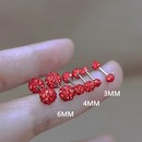 红色超闪镶钻耳骨钉女2022新款 潮双头螺丝拧扣耳钉高级感耳环耳饰