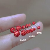 红色超闪镶钻耳骨钉女2022新款 潮双头螺丝拧扣耳钉高级感耳环耳饰