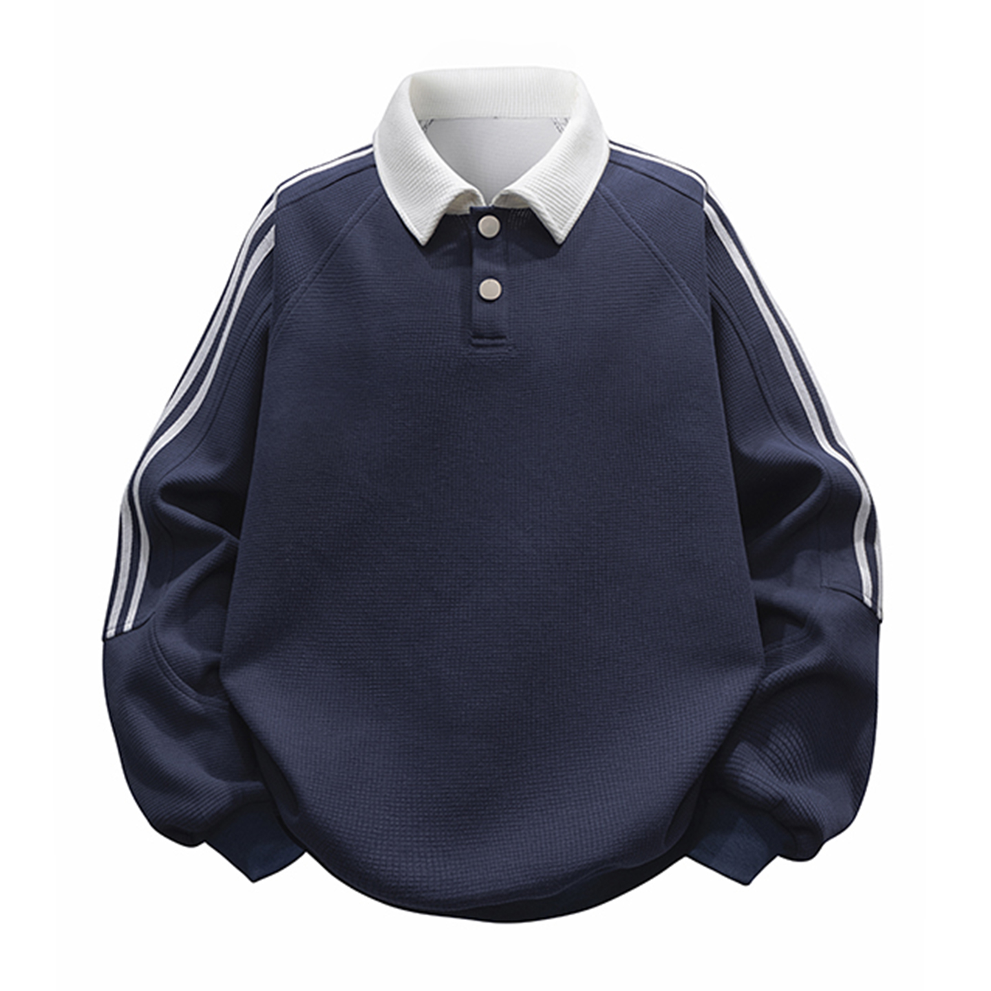 美式复古三条杠翻领卫衣POLO衫