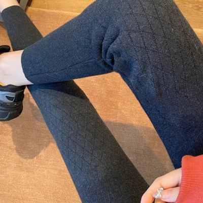 D羊毛裤男女士同款2025秋冬新款加厚加绒高腰保暖打底裤