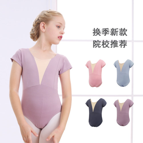 儿童练功服春夏女童舞蹈服装女孩芭蕾形体中国舞短袖考级体操服装