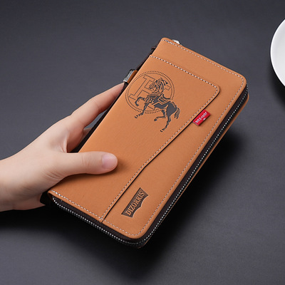 2026男士复古长款拉链多功能钱包