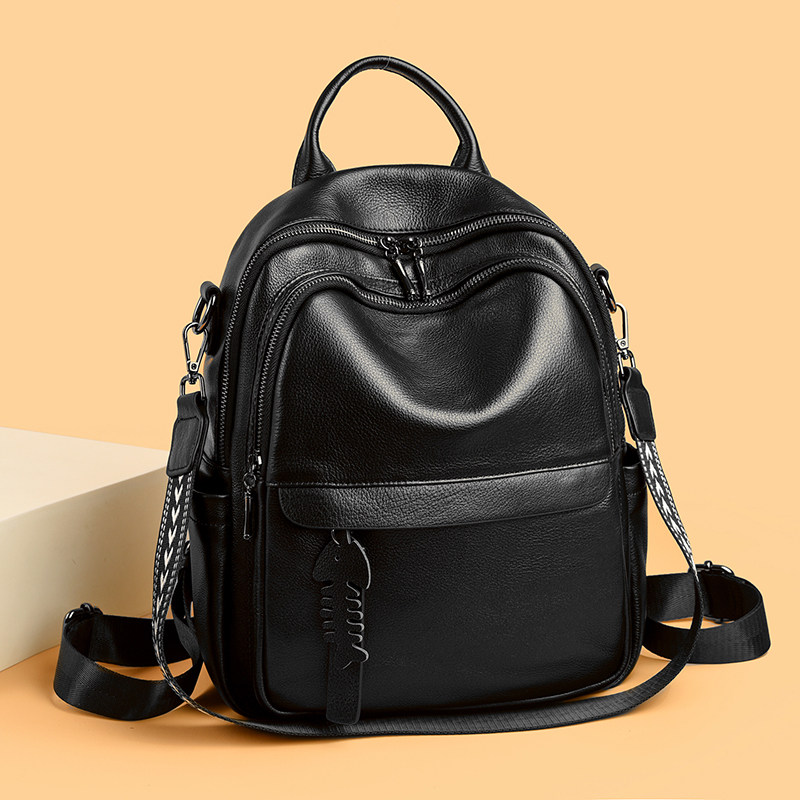 2026新款真皮双肩包女简约通勤背包大容量时尚百搭高级感旅行书包