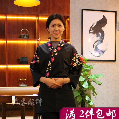 韩国日式厨师服短袖夏女款日本料理服寿司服酒店服务员工作服装