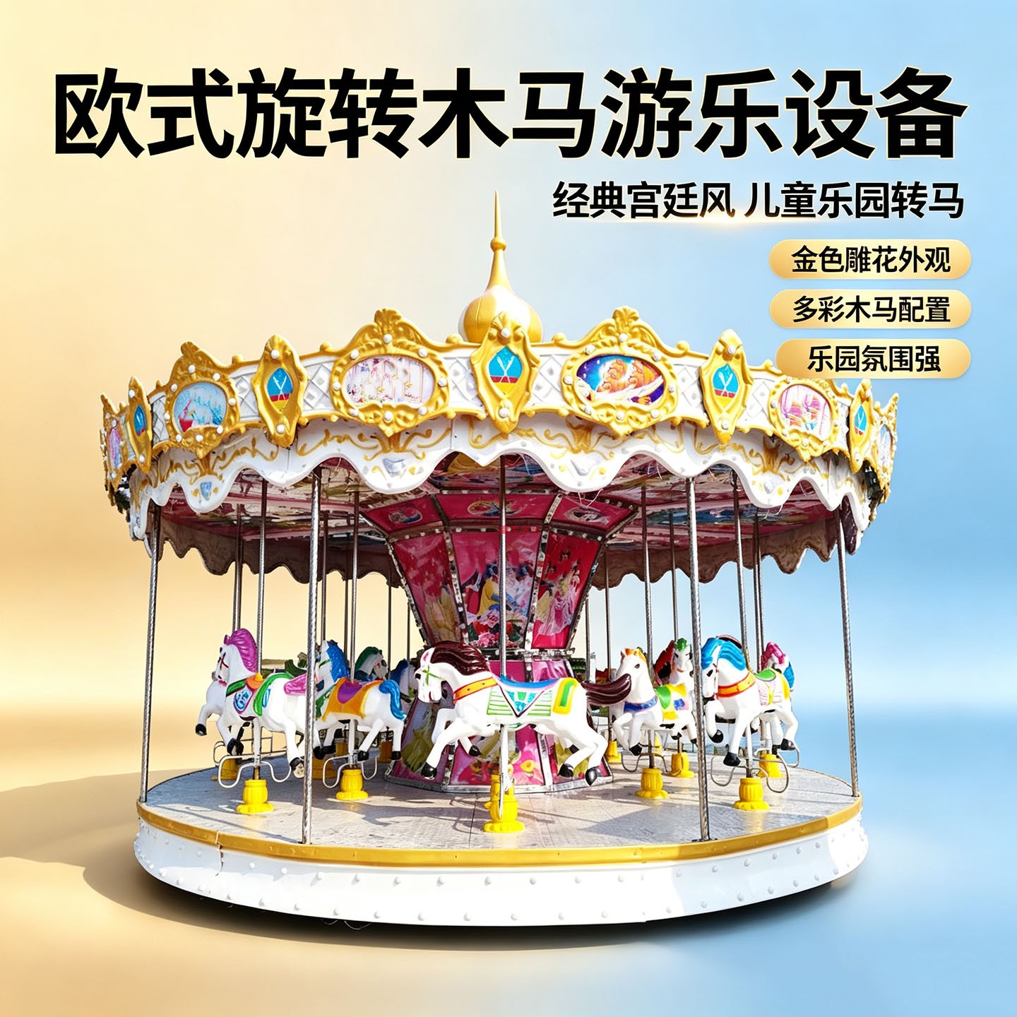 旋转木马游乐设备 户外广场儿童电动豪华转马摆摊亲子乐园设施