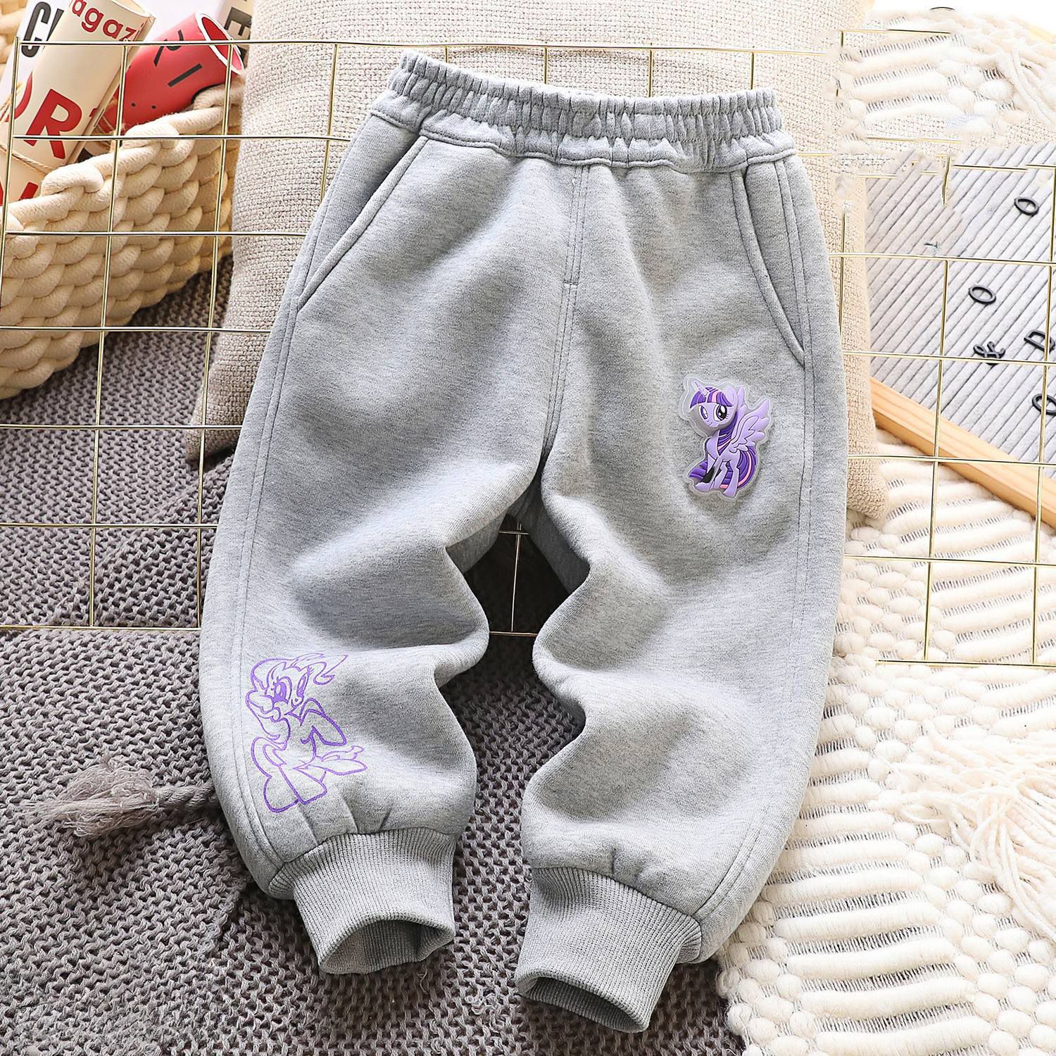 NASA女童装裤子小马宝莉发光松紧束脚卫裤子中小童加厚一体绒裤子