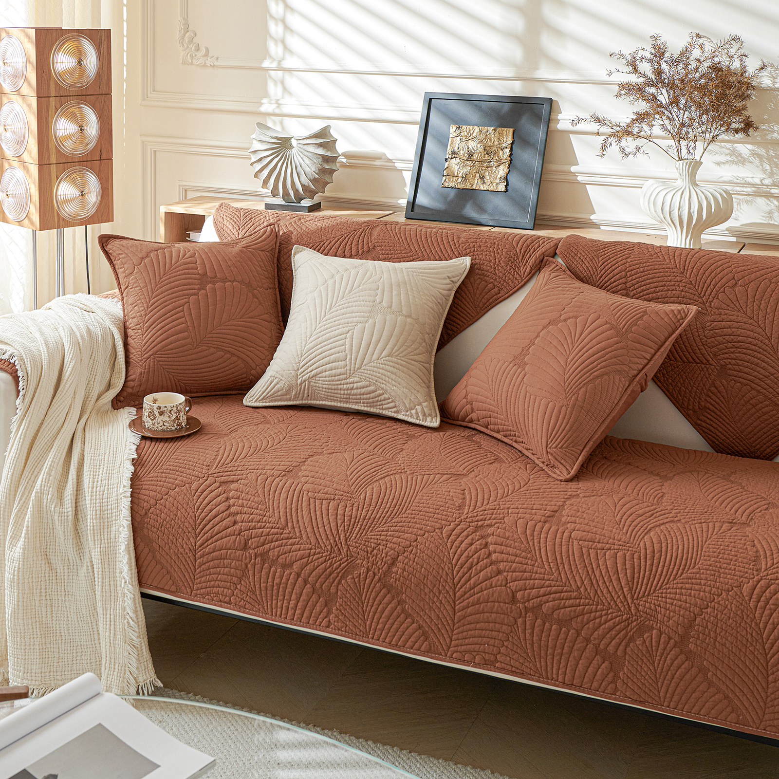 纯棉防滑简约现代通用纯色沙发垫