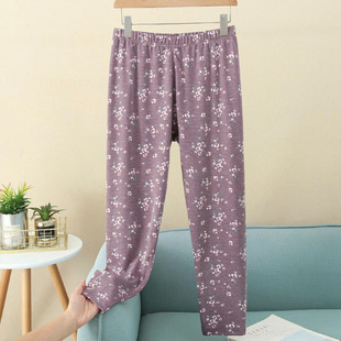 宽松加肥加大保暖棉毛裤 印花高腰加裆妈妈衬裤 大码 中老年人女秋裤