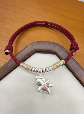 S999足银红绳手链2026马年本命年红绳手链女马到成功转运吉祥礼物