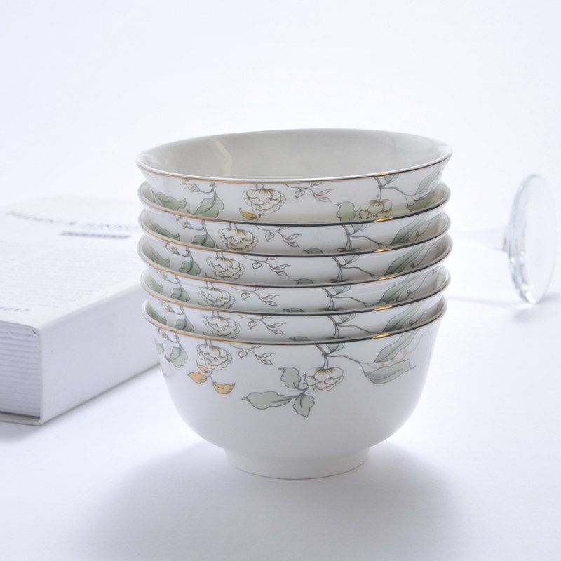 4.5英寸家用唐山骨瓷碗创意陶瓷碗米饭碗中式餐具喝汤碗小碗10只