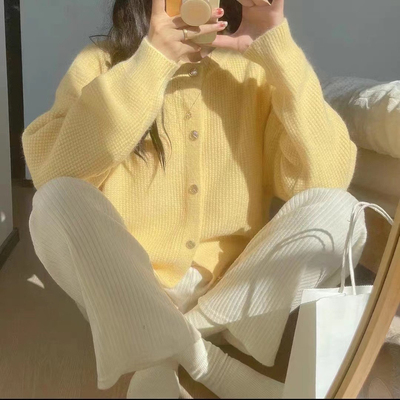 安婷露2025新款女装慵懒风针织衫开衫女韩版小个子毛衣外套女上衣