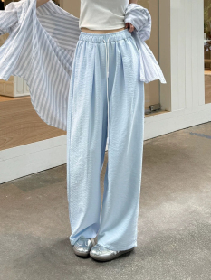 女 直筒裤 纳莉芬油奶风云朵宽松奶芙奶皮休闲裤 女撞色抽绳阔腿拖裤