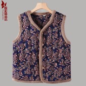 马甲妈妈冬装 圆领背心中老年女士加绒加厚保暖坎肩内外穿百搭上衣