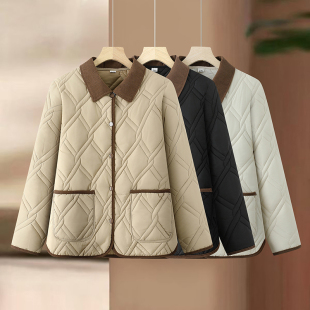 中年女装 时尚 棉袄秋装 减龄休闲羽绒棉服翻领冬装 棉衣 妈妈装 新款