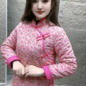 直播同款 棉衣碎花女士棉袄改良旗袍斜襟盘扣网红款 新款 2026秋冬装