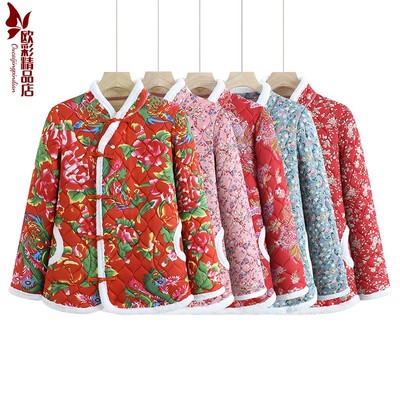 女装秋冬装斜襟旗袍棉衣外套