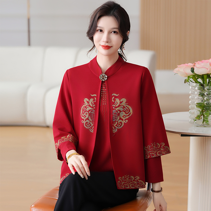 妈妈装春装新款中老年女两件套装