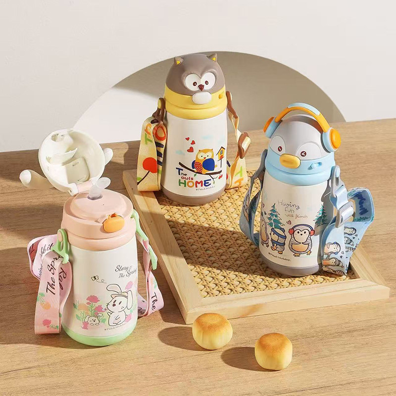 小比咔萌乐防喷学饮杯婴幼儿保温杯6个月以上宝宝喝水杯V阀吸管杯