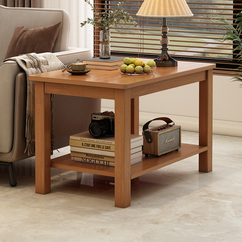 全实木橡胶木家用客厅沙发边几小户型茶几床头置物架简约小桌子