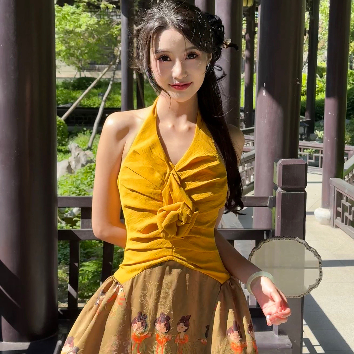 DAC【醉清欢】原创新中式挂脖收腰连衣裙国风长裙女2026夏季新款