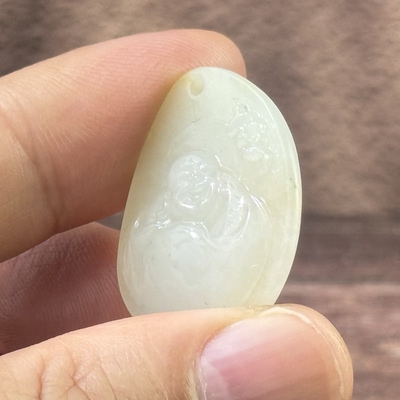 【保证真品】天然新疆和田玉籽料弥勒佛吊坠470