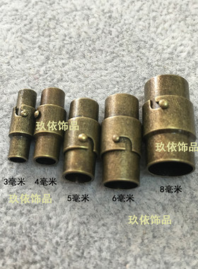 古铜色磁铁扣编织皮绳男女情侣