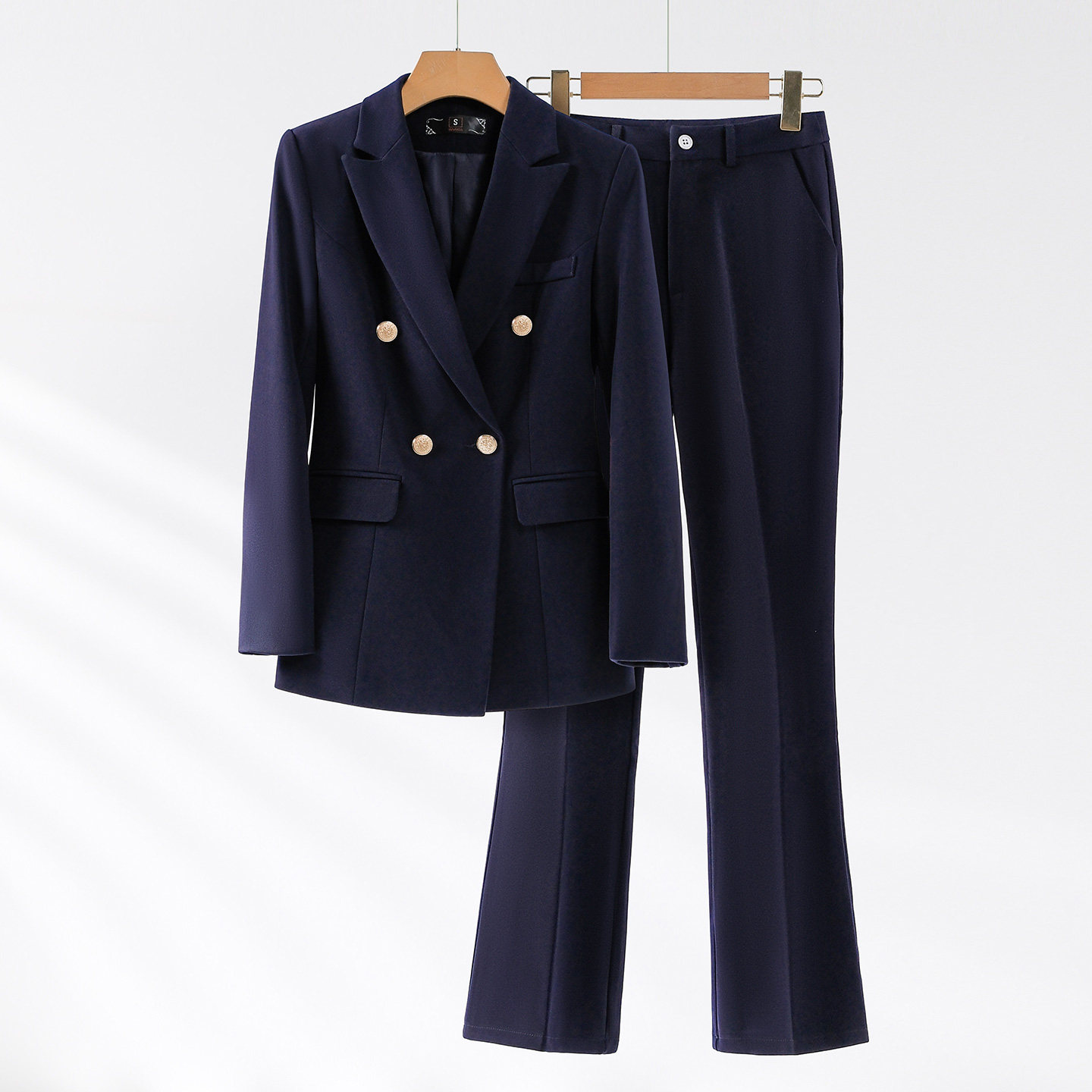 藏青色西装外套女士春秋职业正装工作服大学生高级感面试西服套装