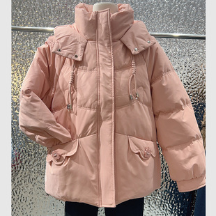 羽绒服立领连帽女冬季2025新款时尚休闲加厚面包服中长款上衣外套