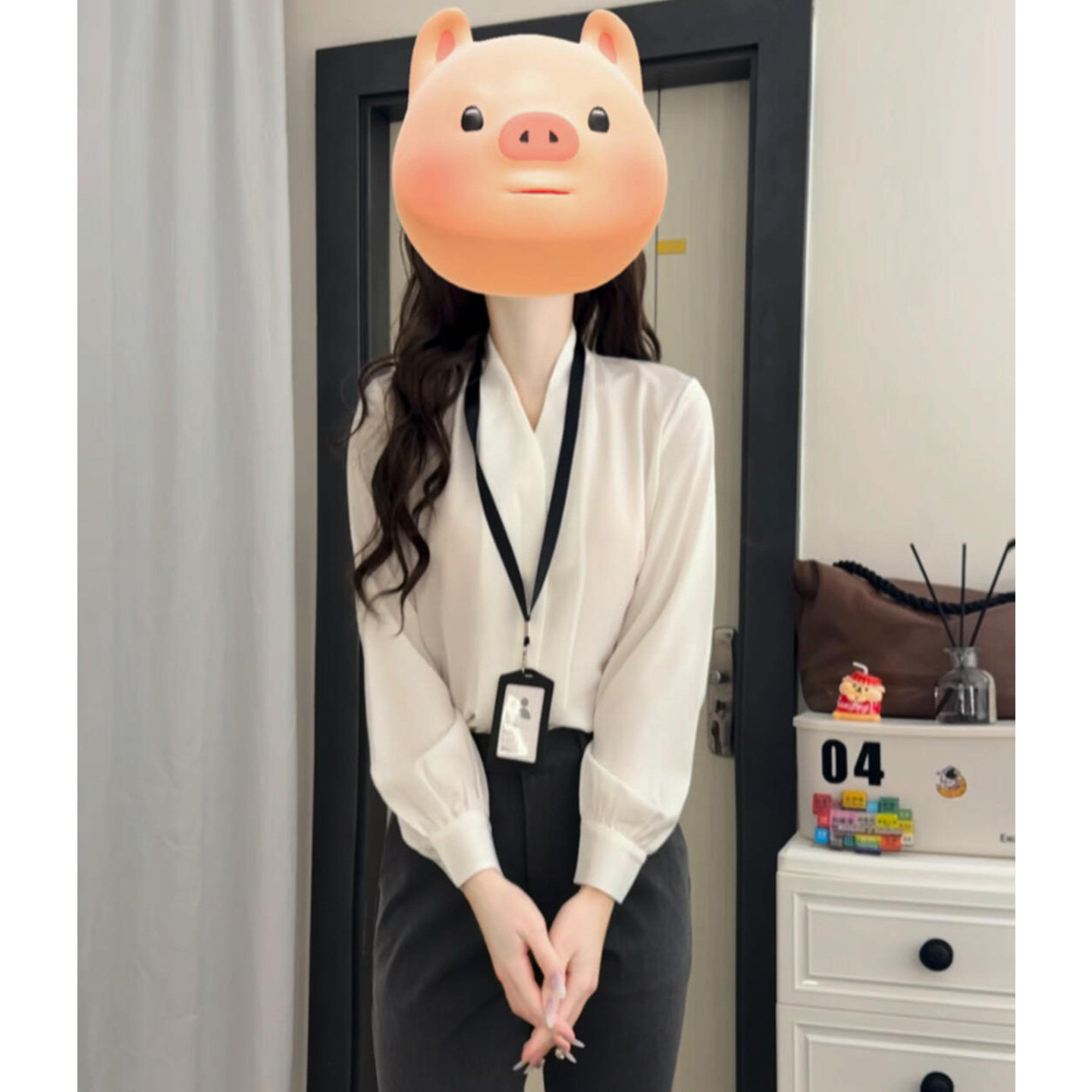 长袖白色v领衬衫女高级感雪纺西装内搭衬衣公考面试正装职业套装