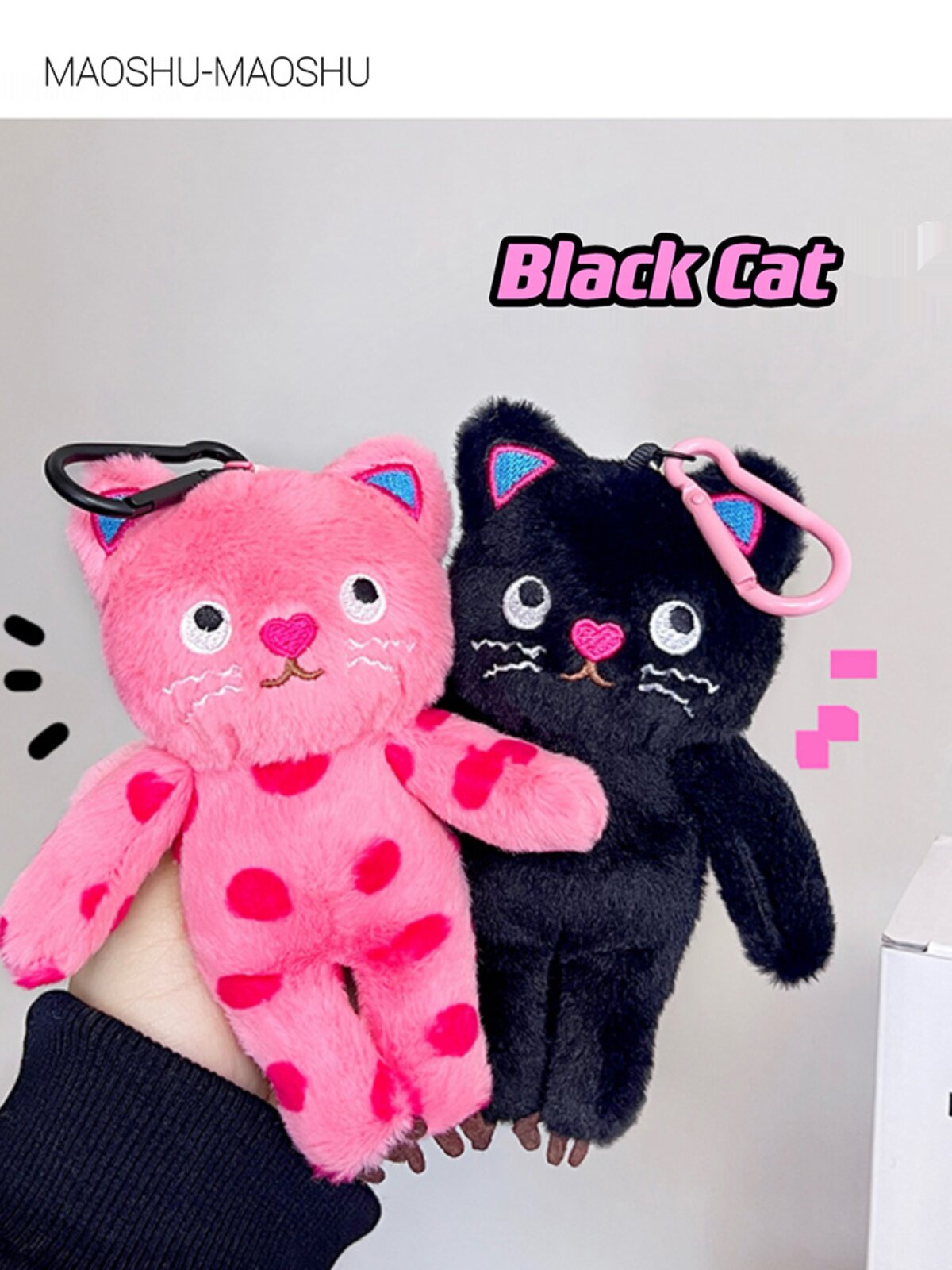 CUTE CARTOON POLKA DOT CAT PLUSH DOLL CREATIVE KEYCHAIN COUPLE GIRLFRIEND BACKPACK CARTOON CAT DOLL ORNAMENT