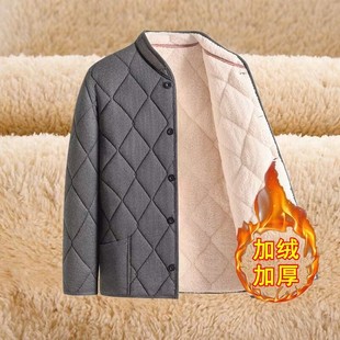 男中老年加绒加厚老人棉服羊羔绒保暖小棉袄 套装 冬季 爸爸棉衣棉裤