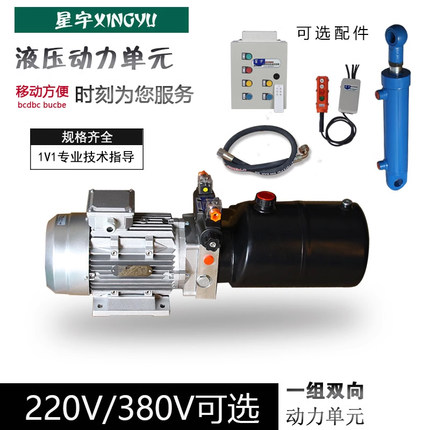 星宇液压动力单元总成220V380V微型双向液压泵站电动升降平台油缸