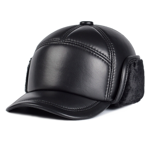 皮帽子男真皮冬季中老年爸爸冬帽护耳防寒老头棉帽保暖老人帽爷爷