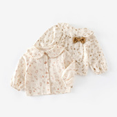 女童春秋款 洋气时髦婴儿娃娃领棉纱衬衣女宝宝百搭可爱上衣潮 衬衫