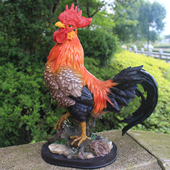 创意仿真大公鸡摆件树脂陶瓷母鸡雕塑生肖动物庭院家居装 饰工艺品