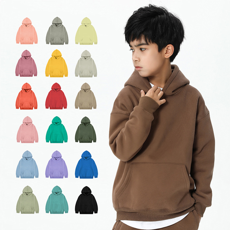 加绒抓绒纯色基础款打底连帽卫衣